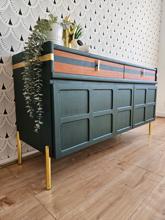 Nathan square vintage sideboard in green