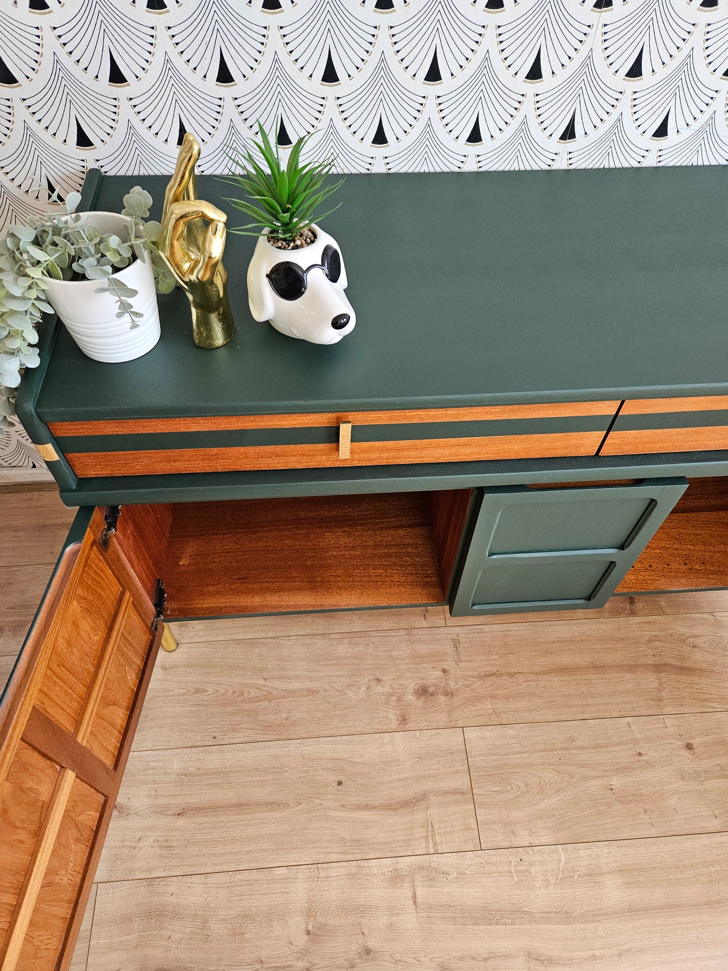 Nathan square vintage sideboard in green