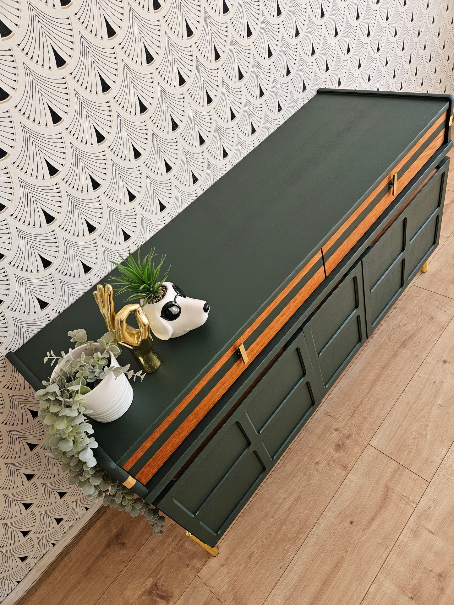 Nathan square vintage sideboard in green