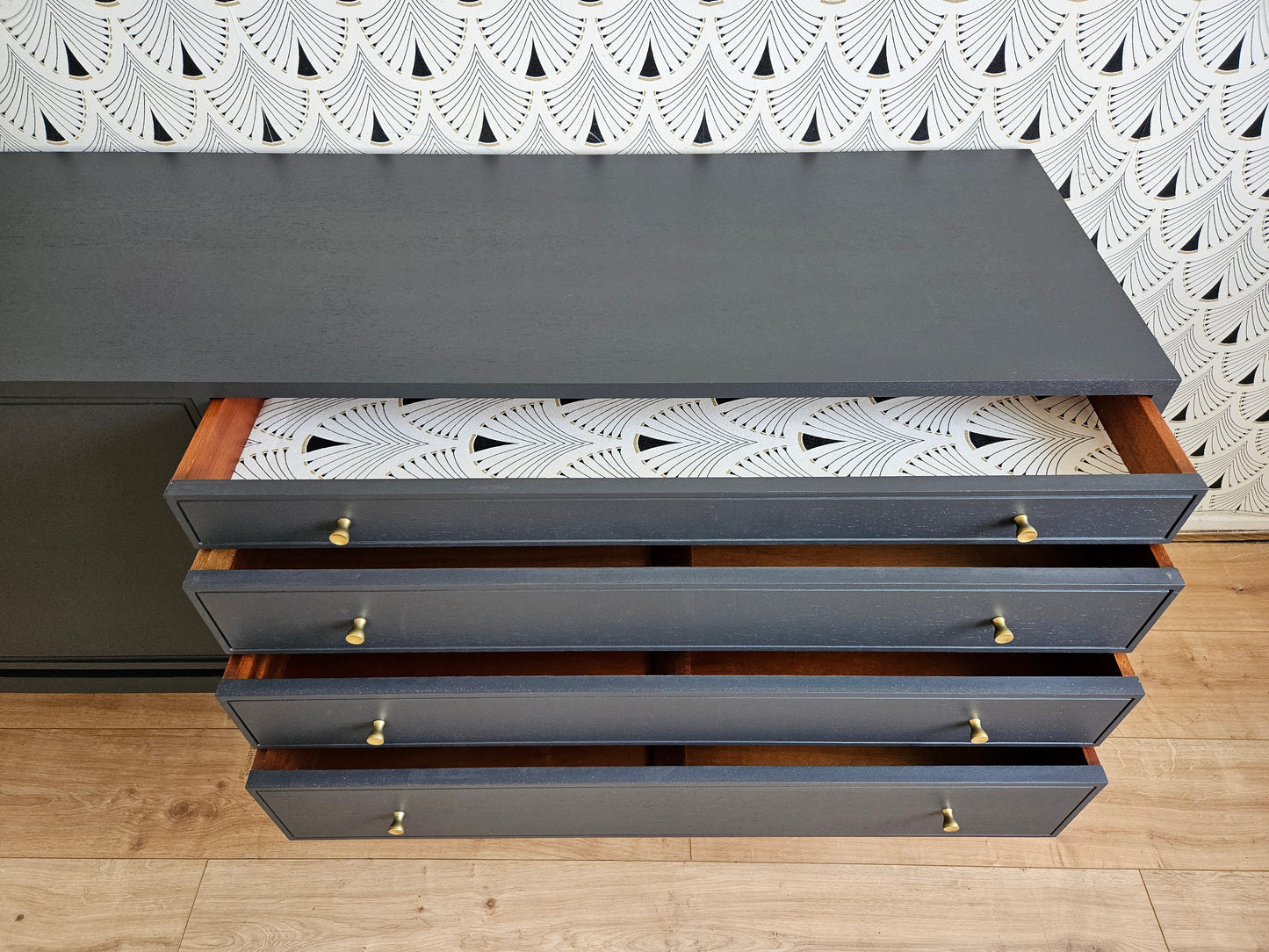 Vintage Greaves and Thomas sideboard in grey and gold